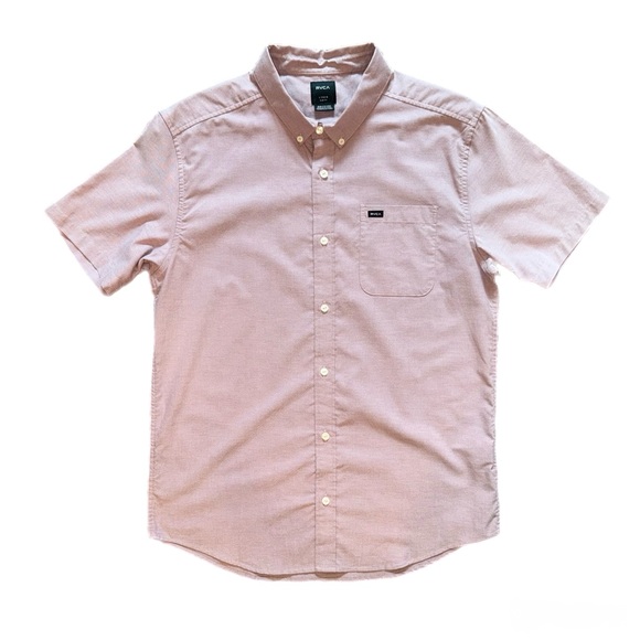 RVCA Men's Light Pink Casual Button Down Shirt - Picture 1 of 6